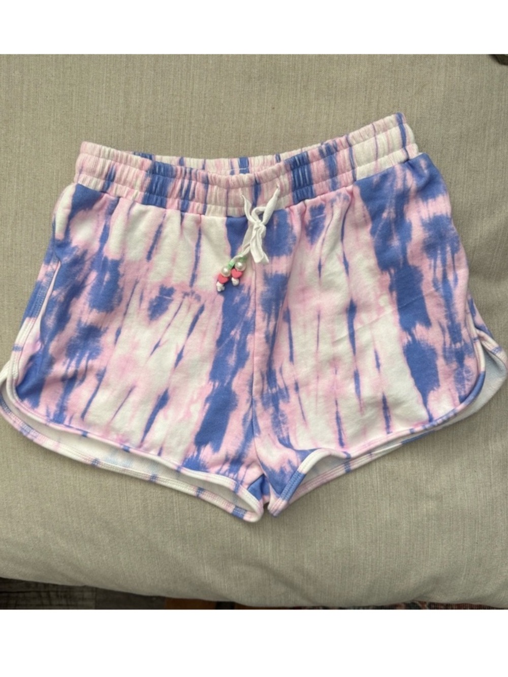 Olivia Rubin Revolve Tie-Dye Lounge Shorts w/Beaded Drawstrings